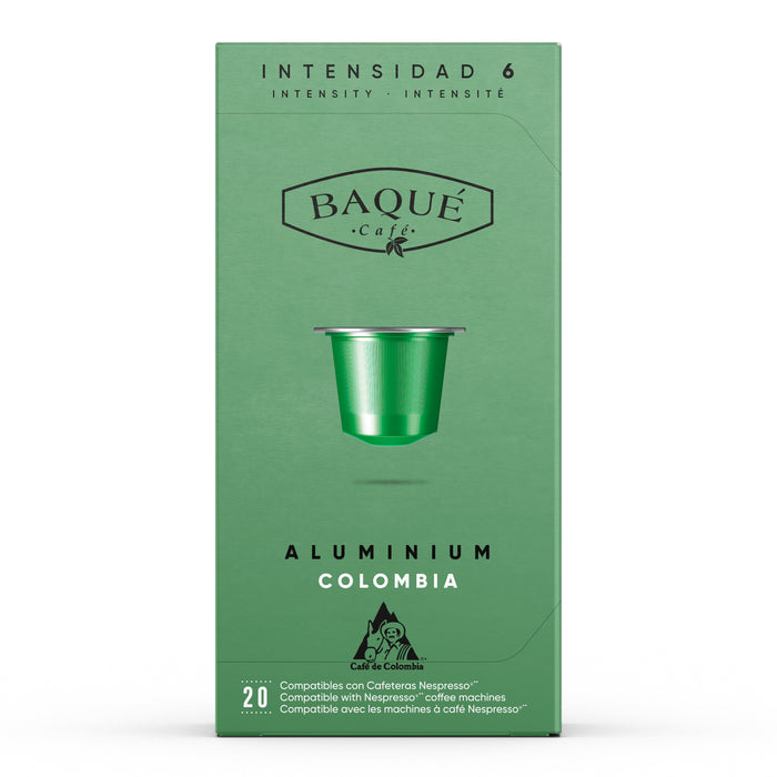 Ambalaj față capsule de cafea Baque Colombia, compatibile cu sistemul Nespresso