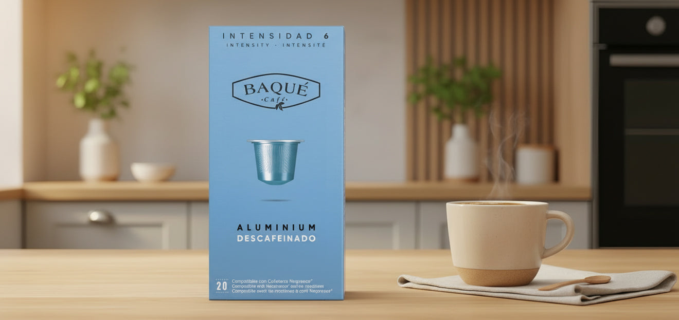 Capsule din aluminiu Descafeinado BAQUE compatibile Nespresso®