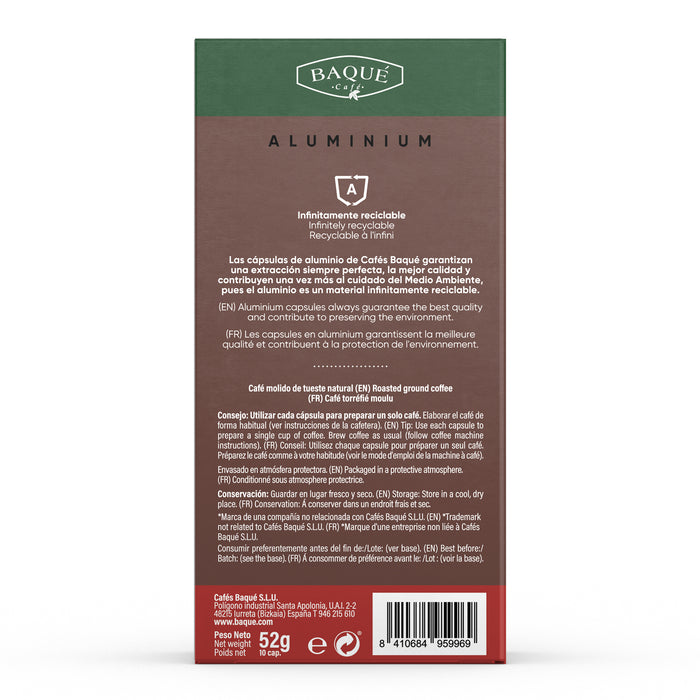 Ambalaj spate capsule de cafea Baque Extra Intenso, pachet cu 10 capsule