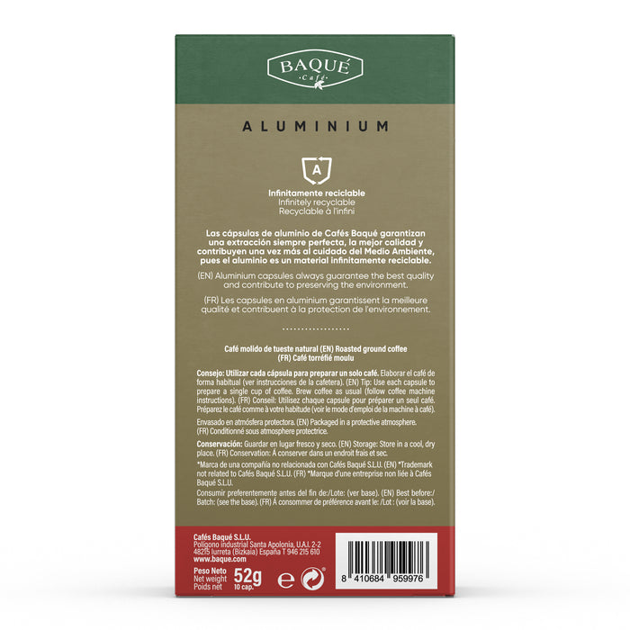 Ambalaj spate capsule de cafea Baque Natural Gran Aroma