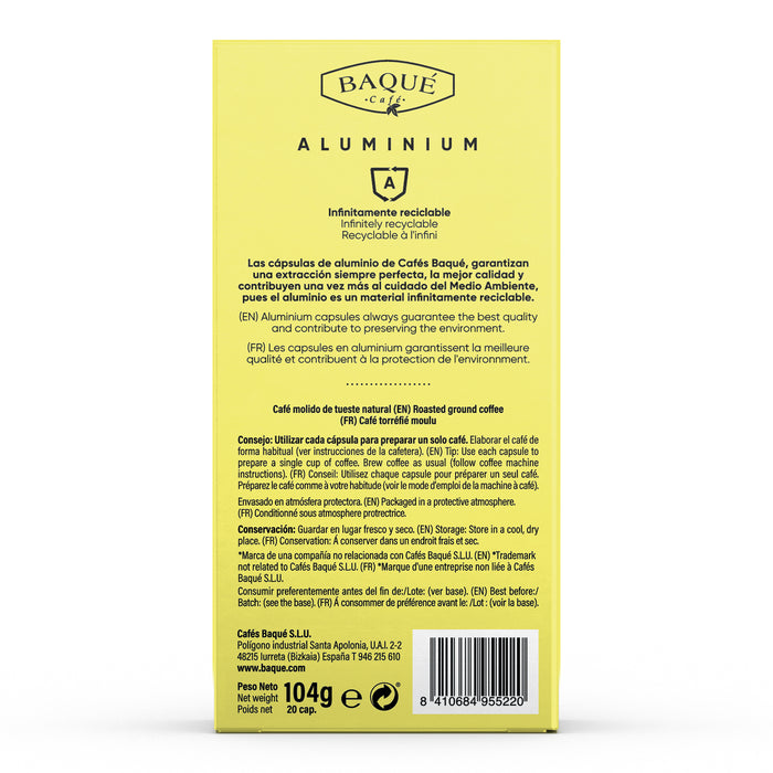 Ambalaj spate capsule de cafea Baque Gran Aroma