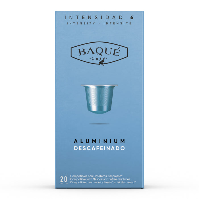 Ambalaj față capsule de cafea Baque Descafeinado