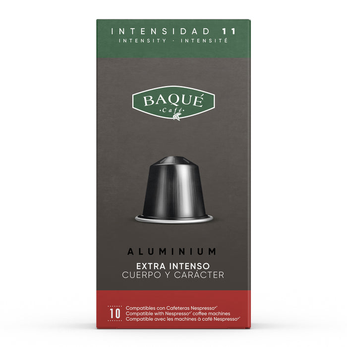 Ambalaj față capsule de cafea Baque Extra Intenso, pachet cu 10 capsule